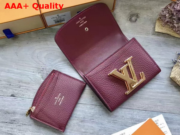 Louis Vuitton Vivienne LV Compact Wallet in Oxblood Taurillon Leather Replica