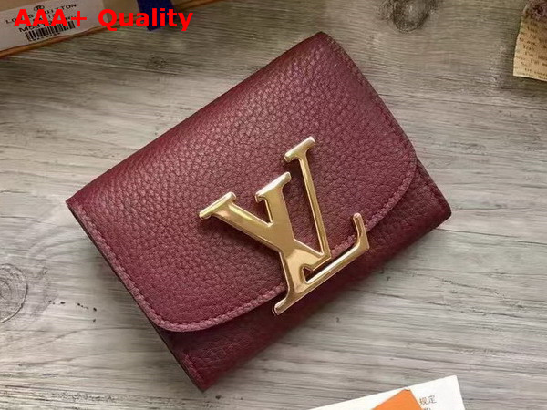 Louis Vuitton Vivienne LV Compact Wallet in Oxblood Taurillon Leather Replica