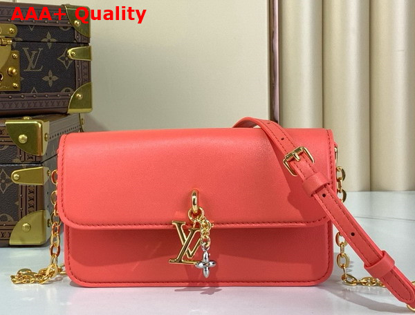 Louis Vuitton Wallet On Chain LV Bloom Sweet Coral Calfskin Leather M14548 Replica