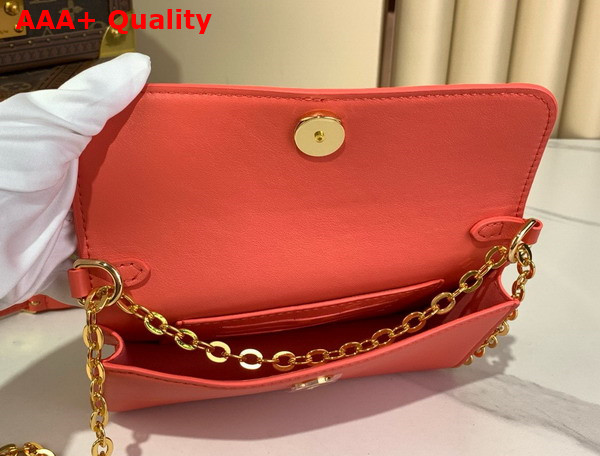 Louis Vuitton Wallet On Chain LV Bloom Sweet Coral Calfskin Leather M14548 Replica