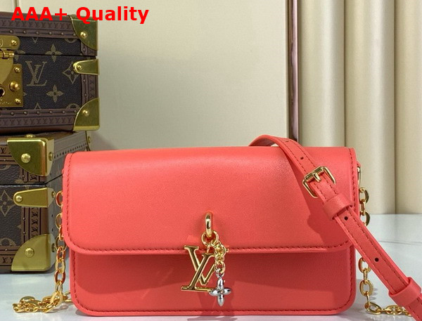 Louis Vuitton Wallet On Chain LV Bloom Sweet Coral Calfskin Leather M14548 Replica