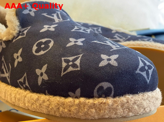 Louis Vuitton Winter Flat Loafer in Black Monogram Suede Calf Leather and Shearling Replica