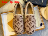 Louis Vuitton Winter Flat Loafer in Brown Monogram Suede Calf Leather and Shearling Replica