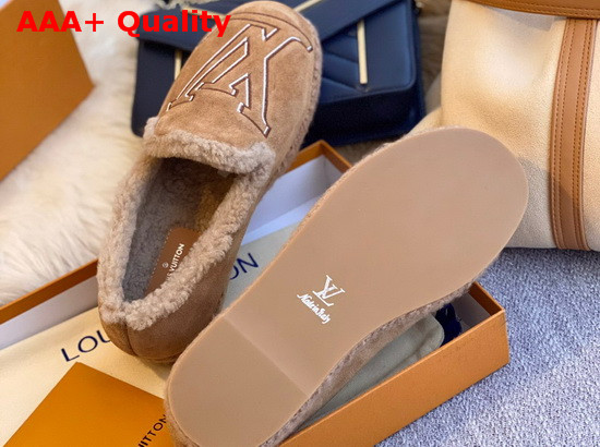 Louis Vuitton Winter Flat Loafer in Brown Suede Calf Leather and Shearling Replica