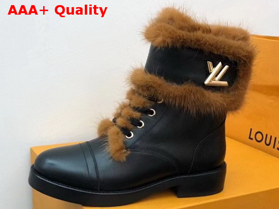 Louis Vuitton Wonderland Flat Ranger Black Calfskin Leather and Mink Fur 1A4G5G Replica