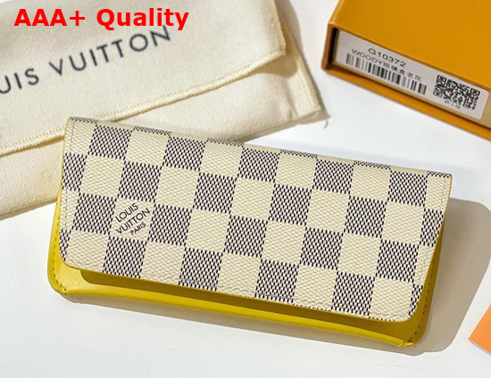Louis Vuitton Woody Glasses Case in Damier Azur Canvas and Yellow Calf Leather Replica