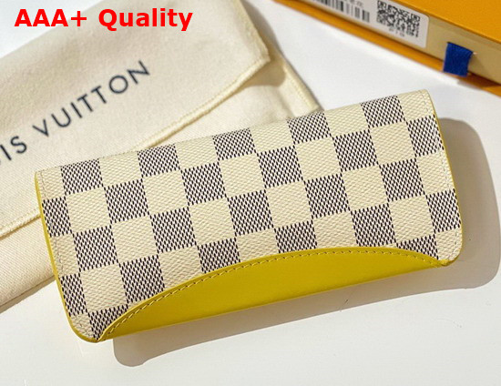 Louis Vuitton Woody Glasses Case in Damier Azur Canvas and Yellow Calf Leather Replica