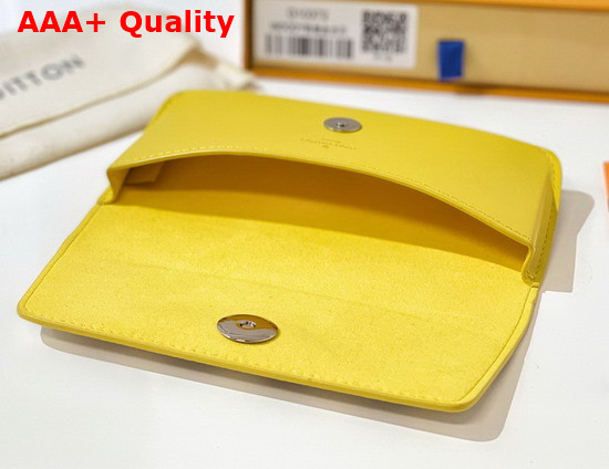 Louis Vuitton Woody Glasses Case in Damier Azur Canvas and Yellow Calf Leather Replica
