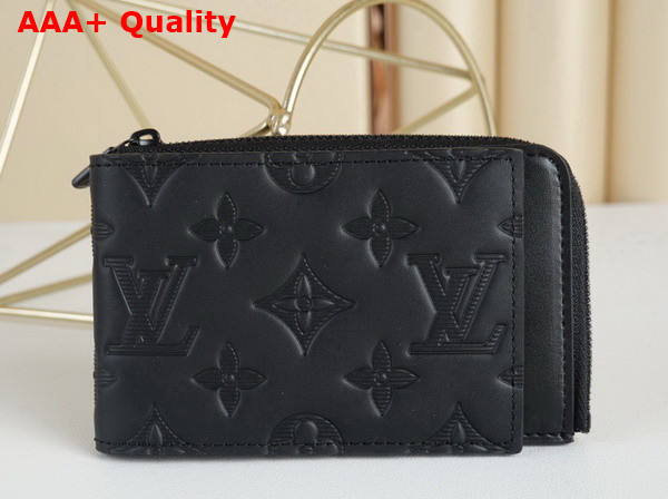 Louis Vuitton Zipped Card Holder in Black Monogram Shadow Calf Leather Replica