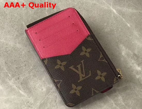 Louis Vuitton Zippy Coin Card Holder in Monogram Canvas and Fuchsia Taiga Leather Replica