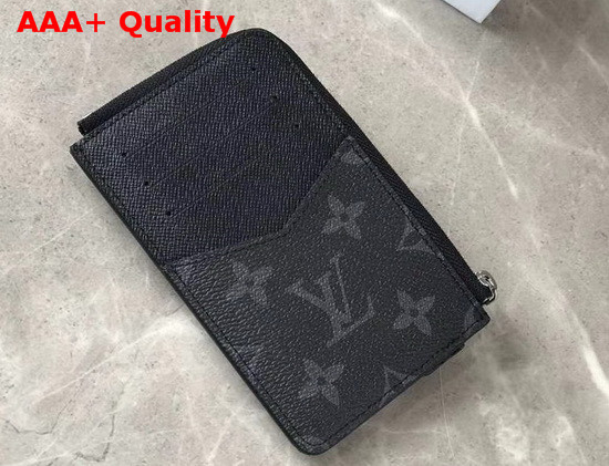 Louis Vuitton Zippy Coin Card Holder in Monogram Eclipse Canvas and Black Taiga Leather Replica