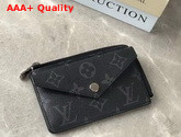 Louis Vuitton Zippy Coin Card Holder in Monogram Eclipse Canvas and Black Taiga Leather Replica