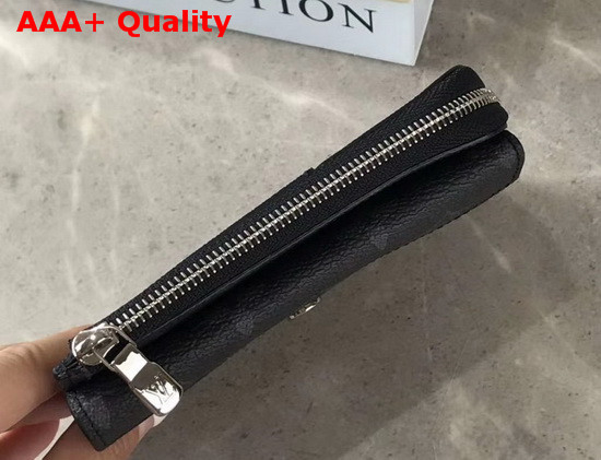 Louis Vuitton Zippy Coin Card Holder in Monogram Eclipse Canvas and Black Taiga Leather Replica
