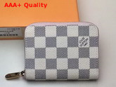Louis Vuitton Zippy Coin Purse Damier Azur Canvas with a Leather Lining in Pale Pink Rose N60229 Replica