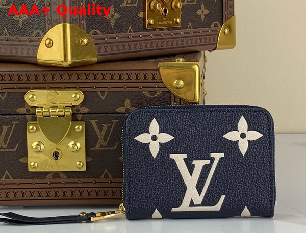 Louis Vuitton Zippy Coin Purse Navy Blue Cream Bicolor Monogram Empreinte Leather M83606 Replica