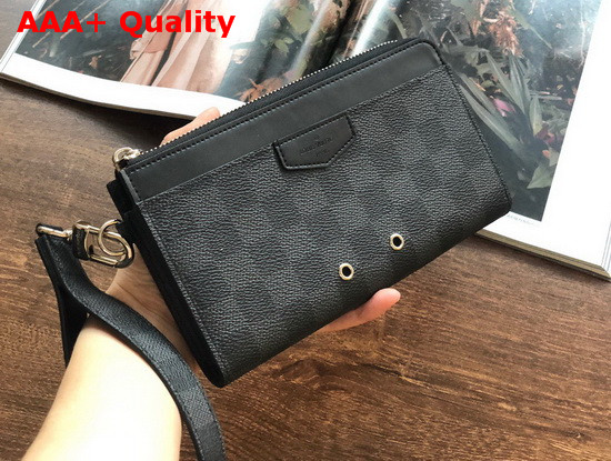 Louis Vuitton Zippy Dragonne Damier Graphite Canvas with Black Leather Trim Replica