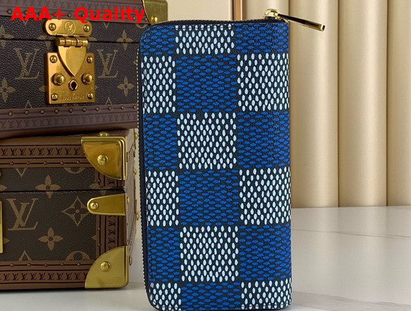 Louis Vuitton Zippy Vertical Wallet in Blue Damier Heritage Coated Canvas Replica