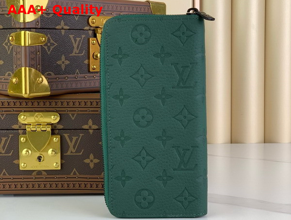 Louis Vuitton Zippy Vertical Wallet in Dark Green Monogram Taurillon Leather Replica
