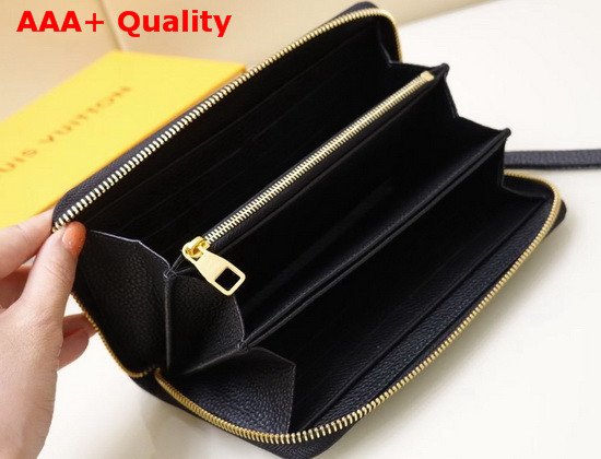 Louis Vuitton Zippy Wallet Black and Cream Monogram Empreinte Leather Replica