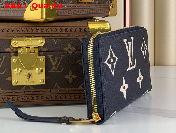 Louis Vuitton Zippy Wallet Navy Blue Cream Bicolor Monogram Empreinte Leather Replica