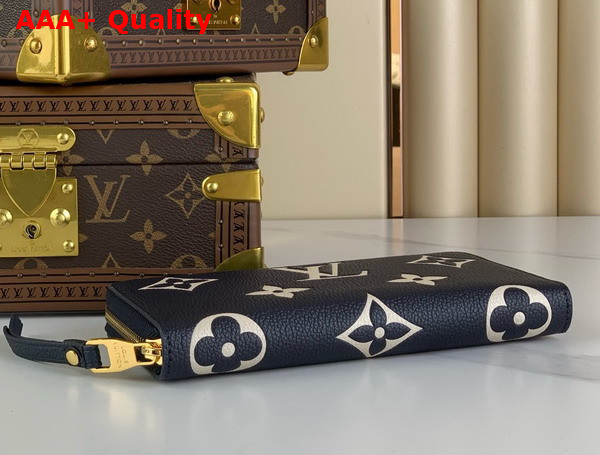 Louis Vuitton Zippy Wallet Navy Blue Cream Bicolor Monogram Empreinte Leather Replica