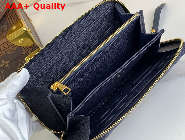Louis Vuitton Zippy Wallet Navy Blue Cream Bicolor Monogram Empreinte Leather Replica