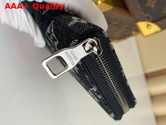 Louis Vuitton Zippy Wallet Vertical Black Monogram Denim and Taurillon Leather Replica