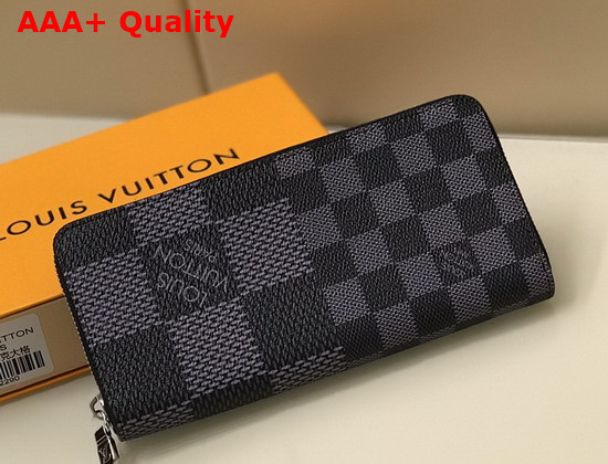 Louis Vuitton Zippy Wallet Vertical Gray Damier Graphite 3D Coated Canvas Replica