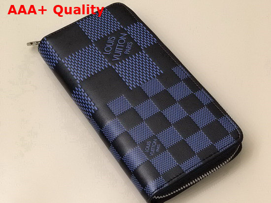 Louis Vuitton Zippy Wallet Vertical Navy Blue and Black Damier Damier Infini 3D Cowhide N60442 Replica