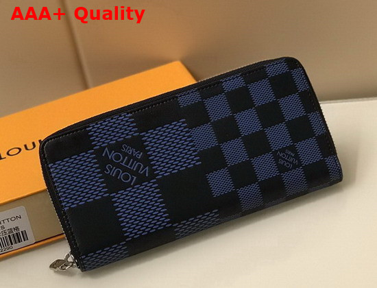 Louis Vuitton Zippy Wallet Vertical Navy Blue and Black Damier Damier Infini 3D Cowhide N60442 Replica