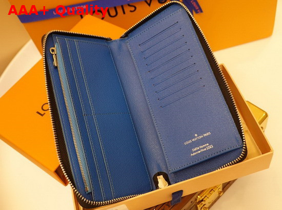 Louis Vuitton Zippy Wallet Vertical in Blue Vintage Monogram Canvas Replica