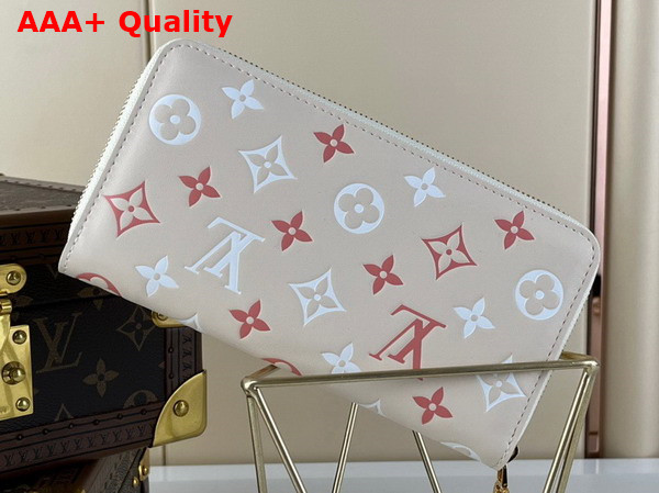 Louis Vuitton Zippy Wallet in Cream Puffy Lambskin with the Monogram Pattern Embossed and Printed on the Leather M82290 Replica