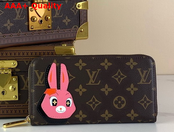 Louis Vuitton Zippy Wallet in Monogram Canvas Embellished with a Friendly Pink Rabbit in Shiny Calfskin M83689 Replica