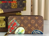 Louis Vuitton Zippy Wallet in Monogram Coated Canvas Decorated with Vintage Travel Stickers Replica