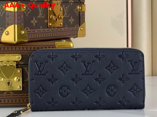 Louis Vuitton Zippy Wallet in Navy Blue Monogram Empreinte Leather Replica
