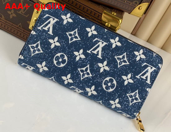 Louis Vuitton Zippy Wallet in Navy Blue Monogram Jacquard Denim M81226 Replica