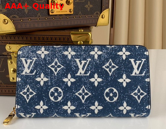 Louis Vuitton Zippy Wallet in Navy Blue Monogram Jacquard Denim M81226 Replica