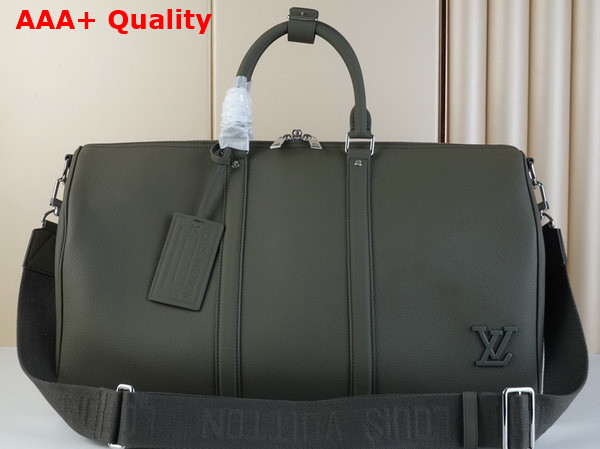 Louis Vuittono Keepall Bandouliere 50 Khaki LV Aerogram Cowhide Leather M21536 Replica