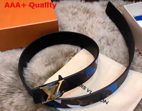 Lvxlol LV Iconic 40mm Reversible Belt Blue Silver Replica