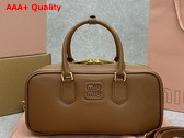 Miu Miu Arcadie Leather Bag in Cognac 5BB148 Replica