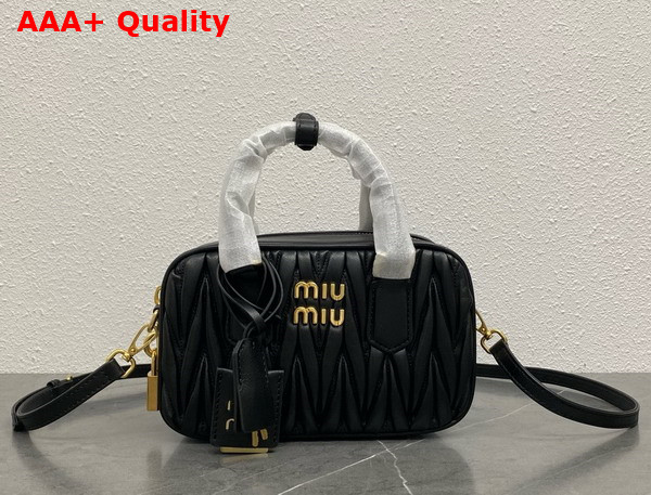Miu Miu Arcadie Matelasse Nappa Leather Bag in Black 5BB123 Replica