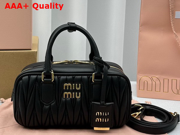 Miu Miu Arcadie Matelasse Nappa Leather Bag in Black 5BB142 Replica