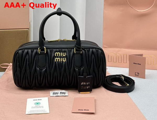 Miu Miu Arcadie Matelasse Nappa Leather Bag in Black 5BB148 Replica