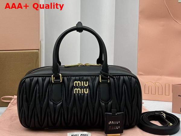 Miu Miu Arcadie Matelasse Nappa Leather Bag in Black 5BB148 Replica