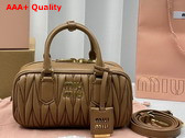 Miu Miu Arcadie Matelasse Nappa Leather Bag in Caramel 5BB142 Replica