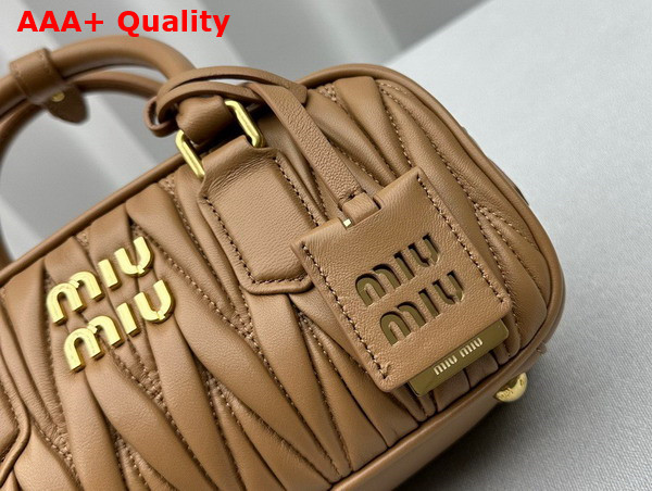 Miu Miu Arcadie Matelasse Nappa Leather Bag in Caramel 5BB142 Replica