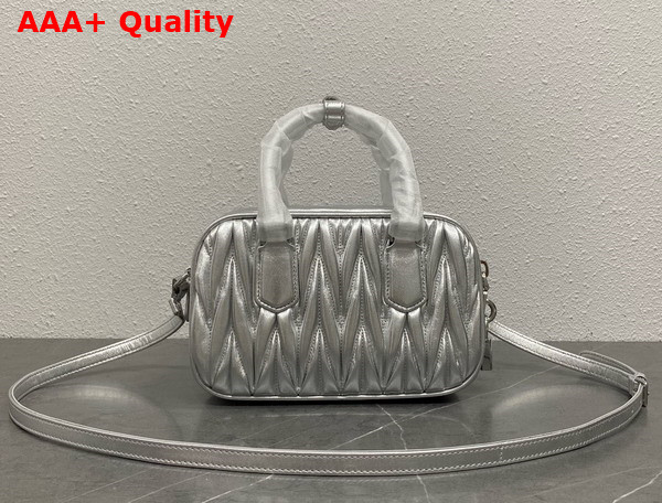 Miu Miu Arcadie Matelasse Nappa Leather Bag in Silver 5BB123 Replica