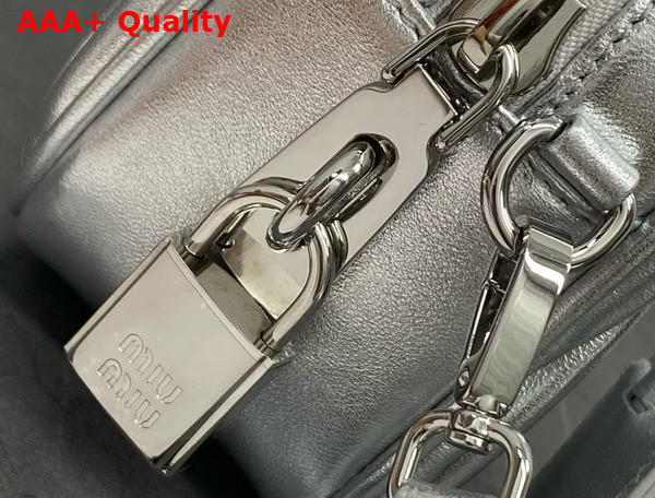 Miu Miu Arcadie Matelasse Nappa Leather Bag in Silver 5BB123 Replica
