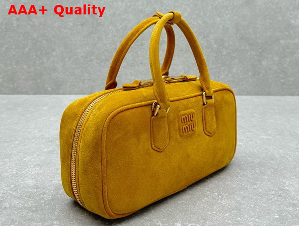 Miu Miu Arcadie Padded Suede Top Handle Bag in Whiskey 5BB148 Replica
