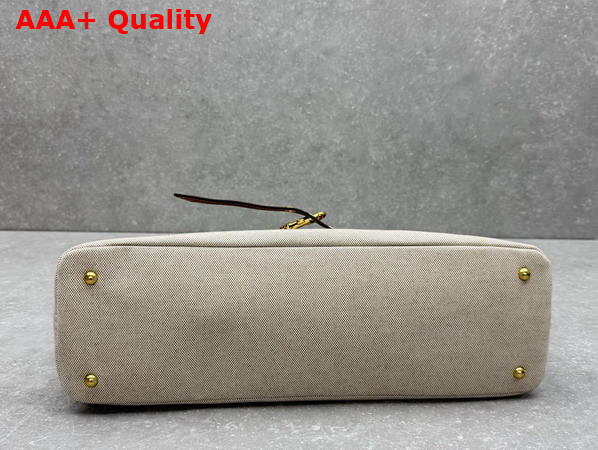 Miu Miu Aventure Canvas and Leather Bag Beige and Brandy 5BG310 Replica